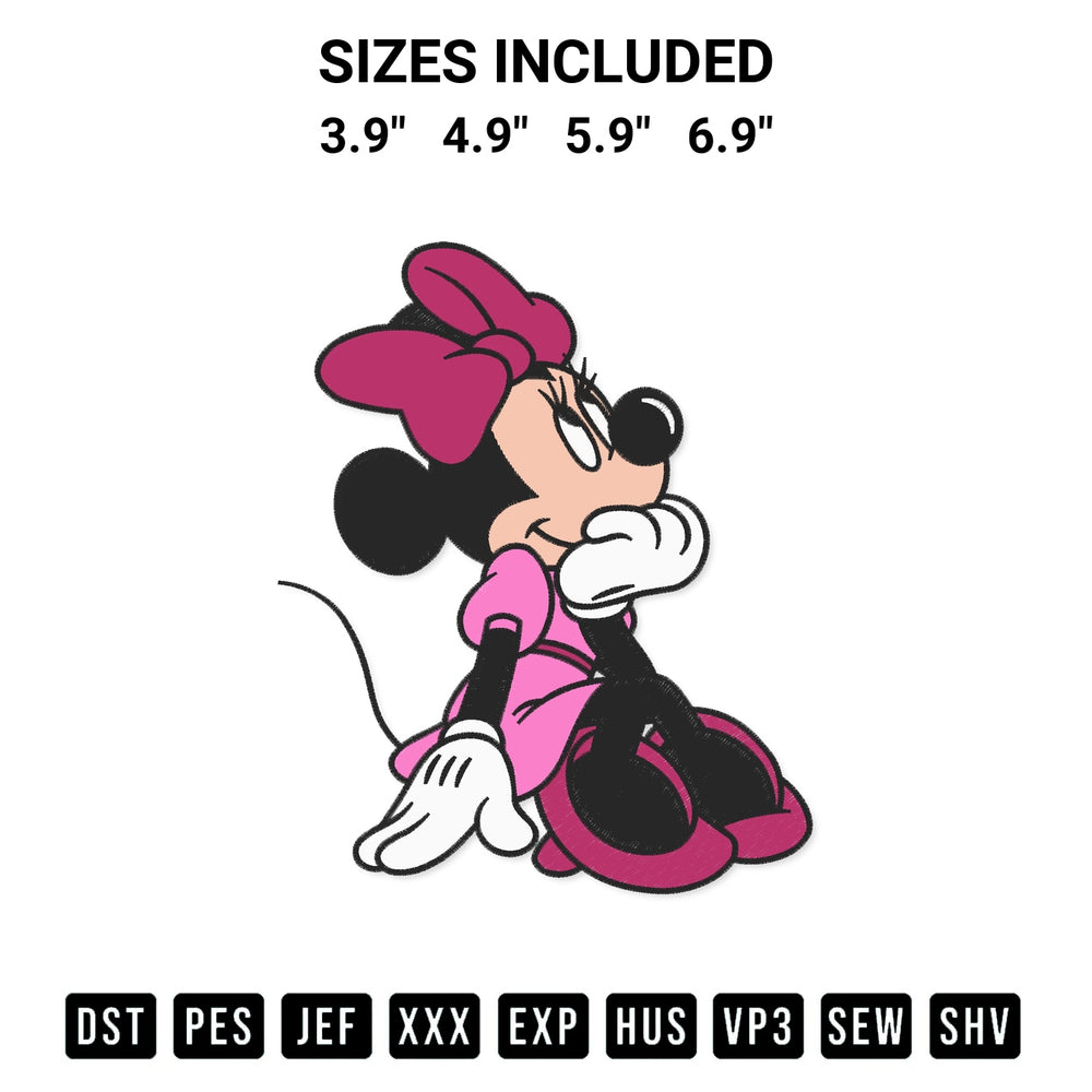 Get the Minnie Mouse Embroidery Design embroidery design for your custom crafts! Premium digitized files available for instant download at Designspacks.com. Available sizes: 3.9", 4.9", 5.9", 6.9".