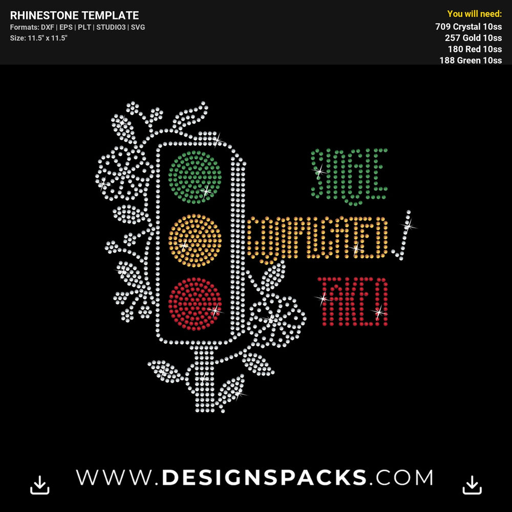 Traffic Light Single Complicated Taken Check Rhinestone Digital Template