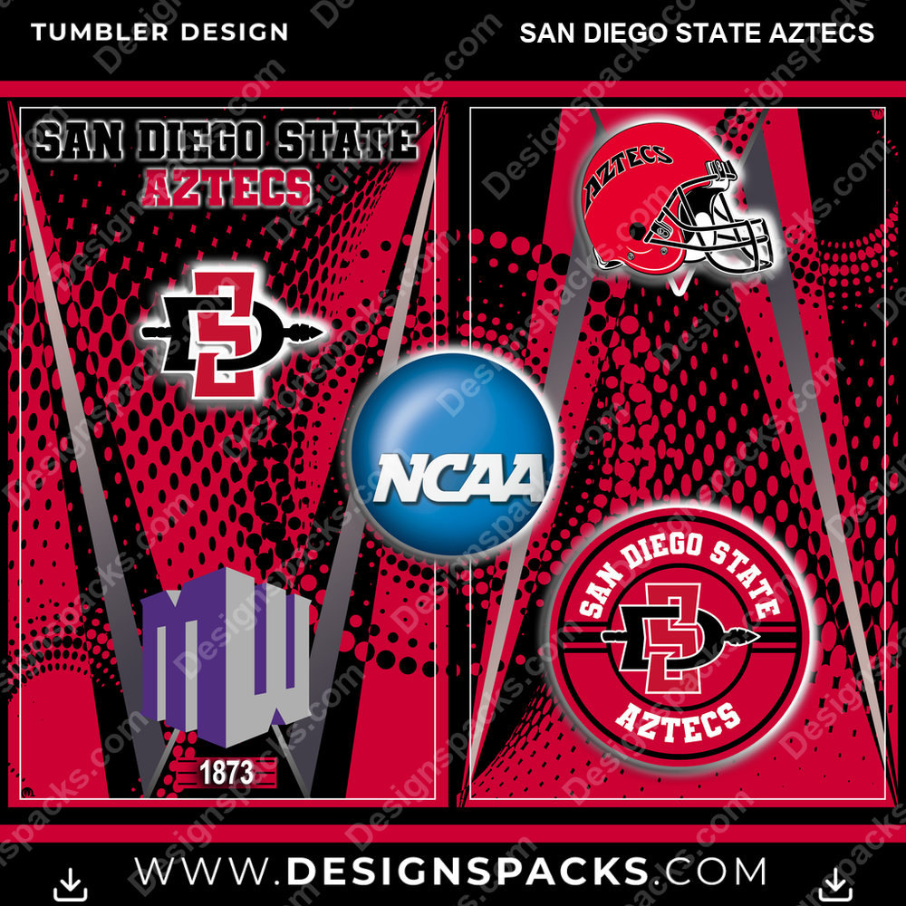 College Sport Team Logo San Diego State Aztecs NCAA College Sport Tumbler Digital Wrap Design Download