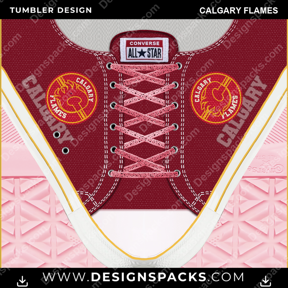 Ice Hockey Converse Calgary Flames Tumbler Digital Wrap Design