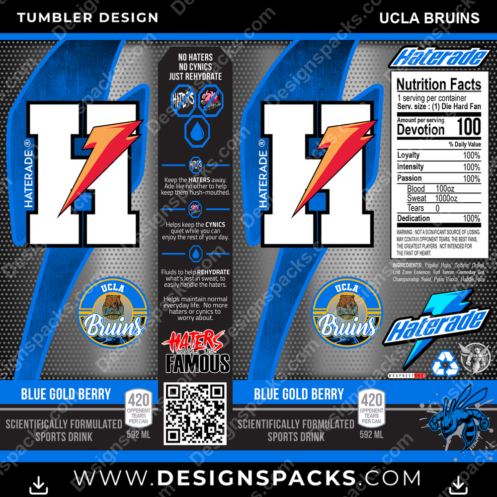 College Sport Haterade UCLA Bruins Tumbler Digital Wrap Design