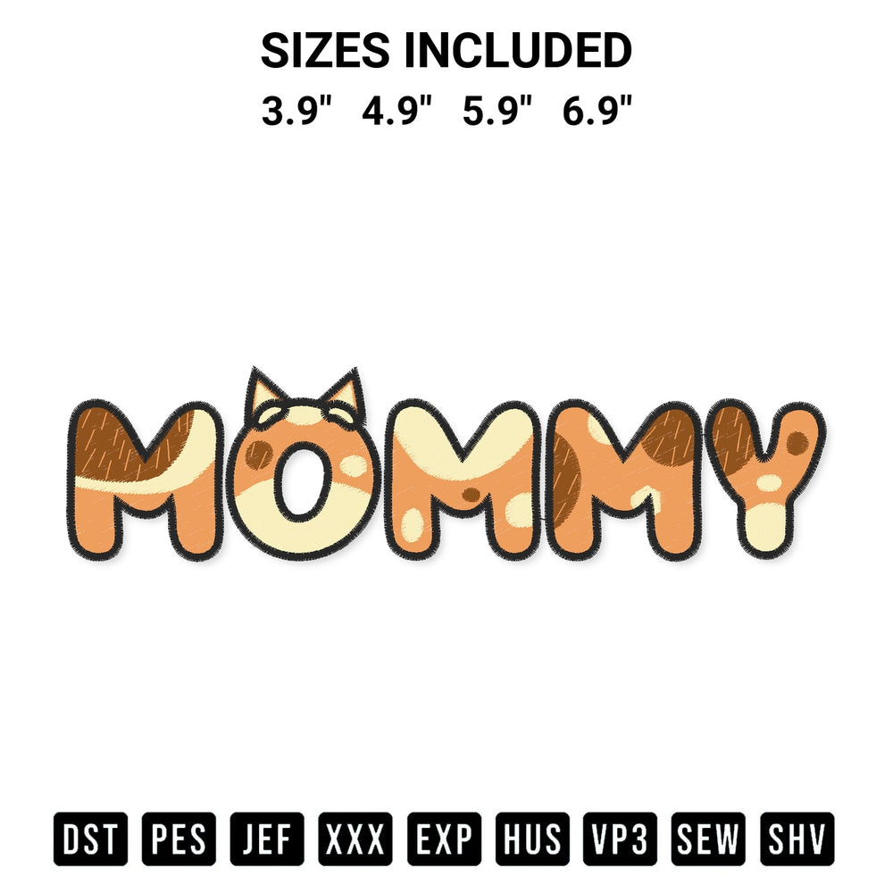 Transform your fabrics with the Bluey Mommy Embroidery Design embroidery design. Instant access to premium digitized patterns at Designspacks.com. Available sizes: 3.9", 4.9", 5.9", 6.9".