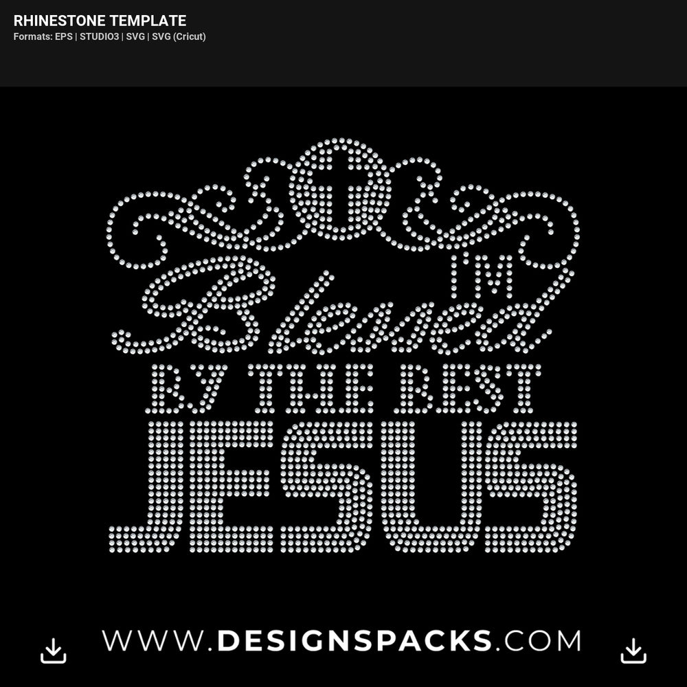 Blessed By Jesus Rhinestone Digital Template
