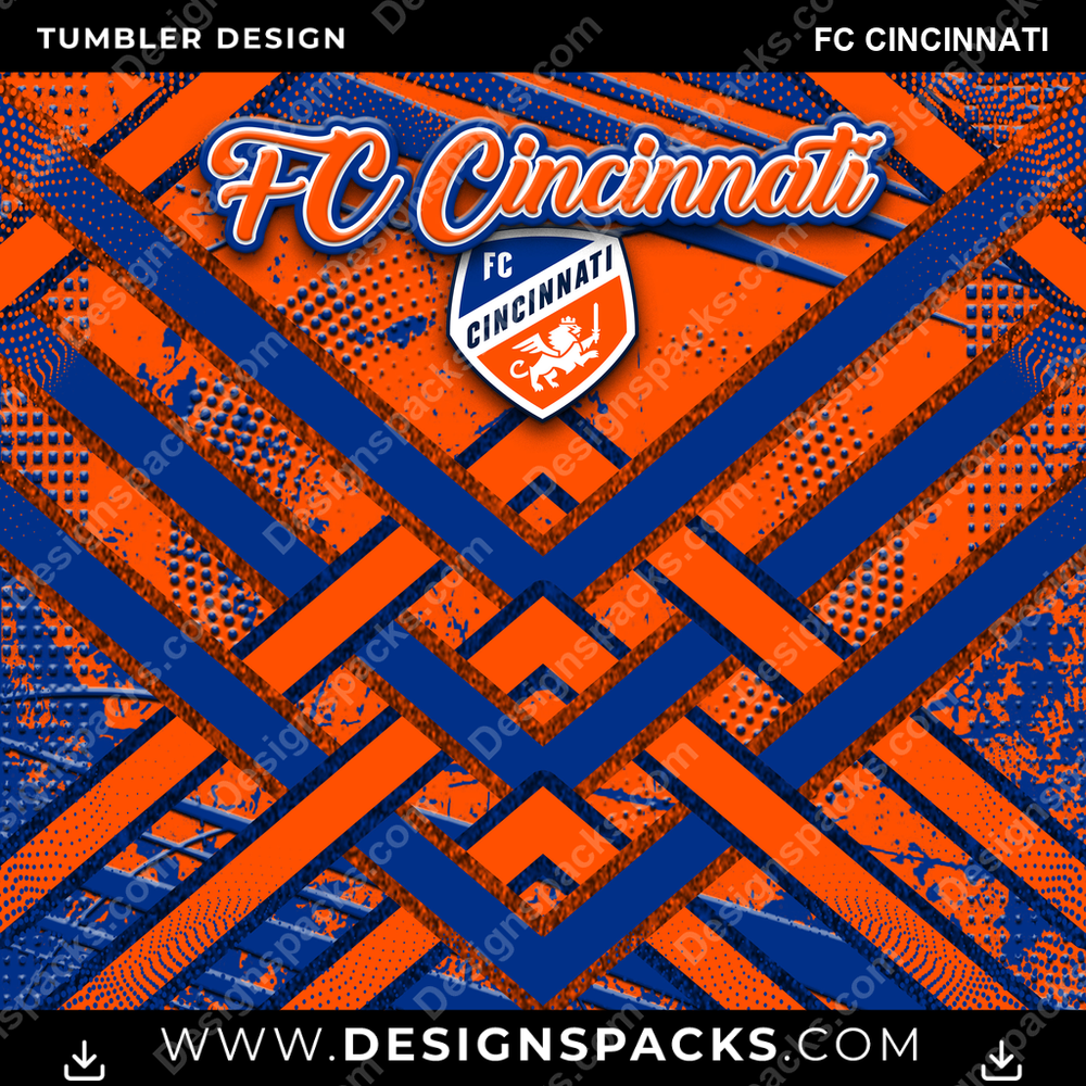 US Soccer Glitter Stripe FC Cincinnati Tumbler Digital Wrap Design