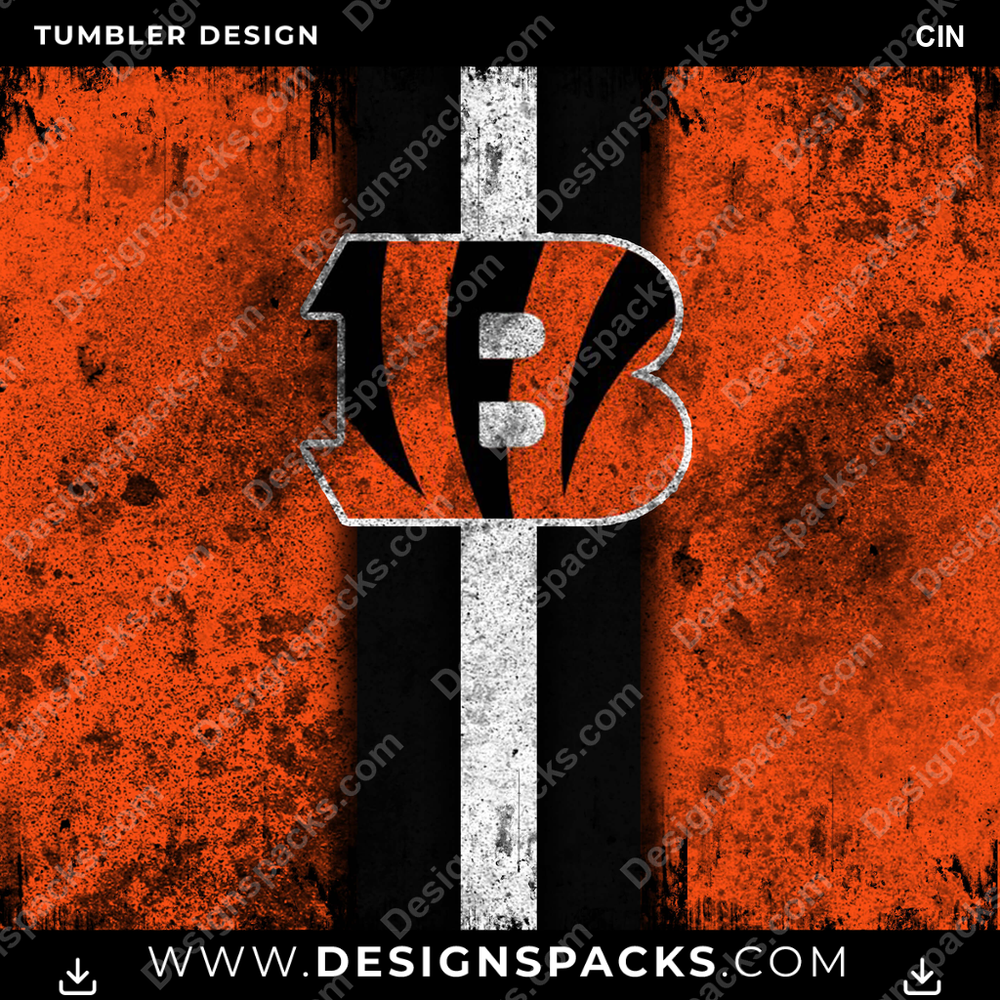 Football Grunge Style CIN Tumbler Digital Wrap Design