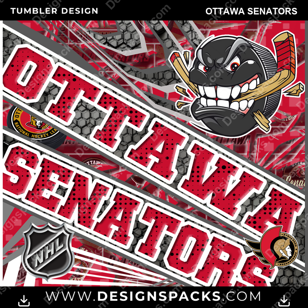 Hockey Angry Sports Ottawa Senators NHL Hockey Tumbler Digital Wrap Design Download