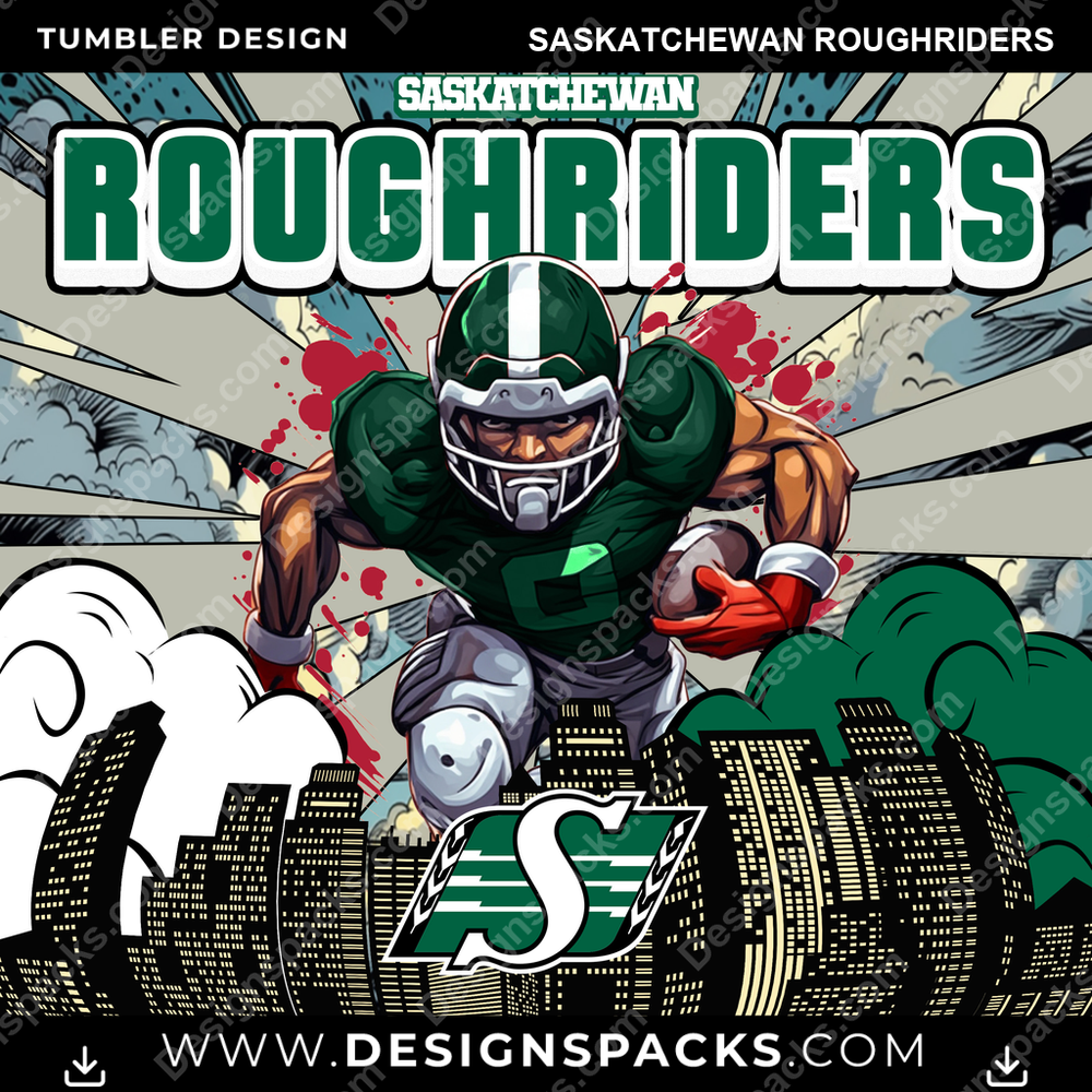 Canada Football Comic Cover Saskatchewan Roughriders Tumbler Digital Wrap Design