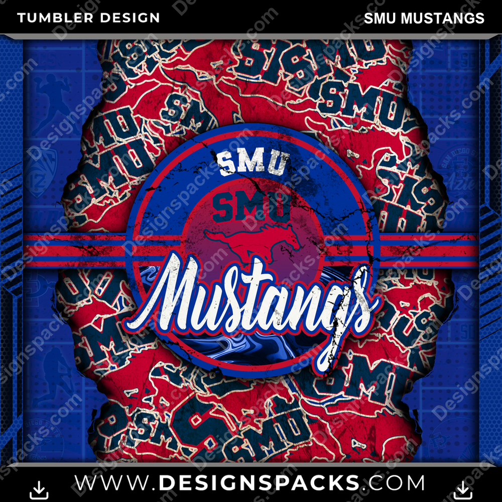 College Sport Ripped SMU Mustangs NCAA College Sport Tumbler Digital Wrap Design Download