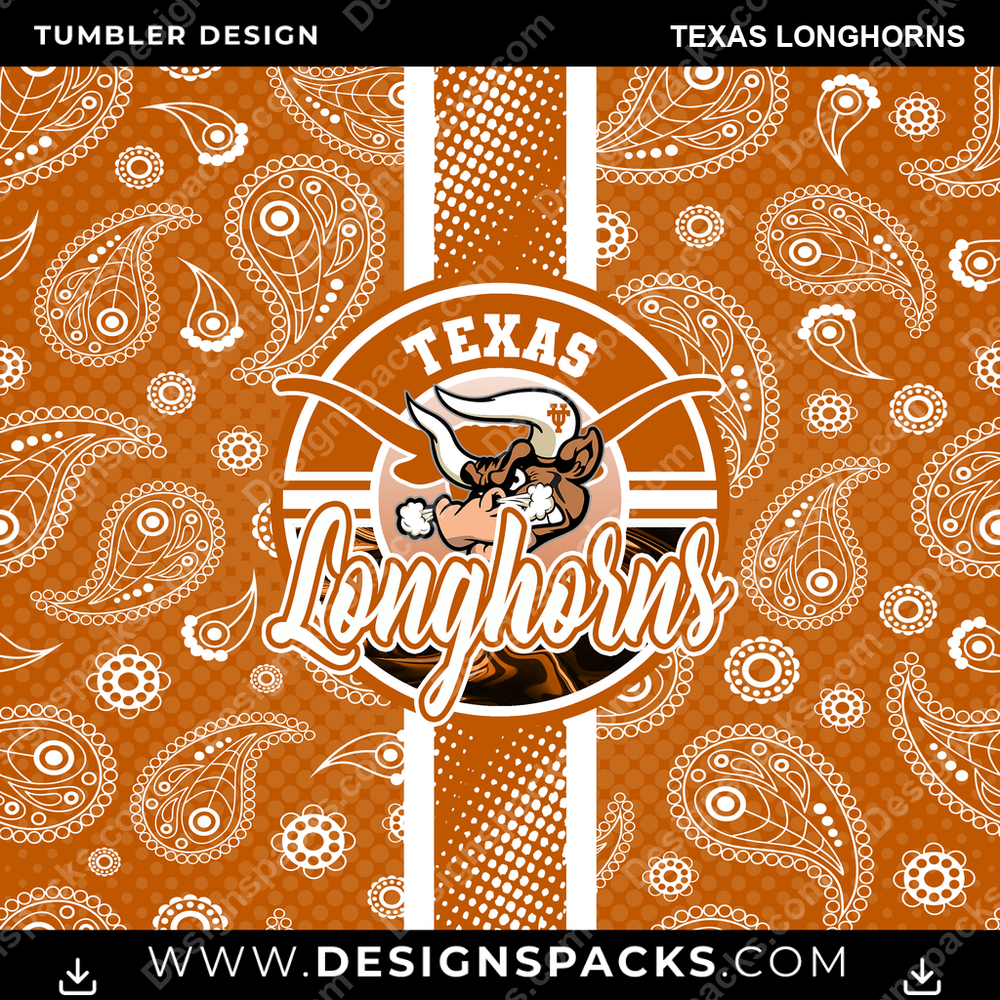 College Sport Handkerchief Texas Longhorns NCAA College Sport Tumbler Digital Wrap Design Download