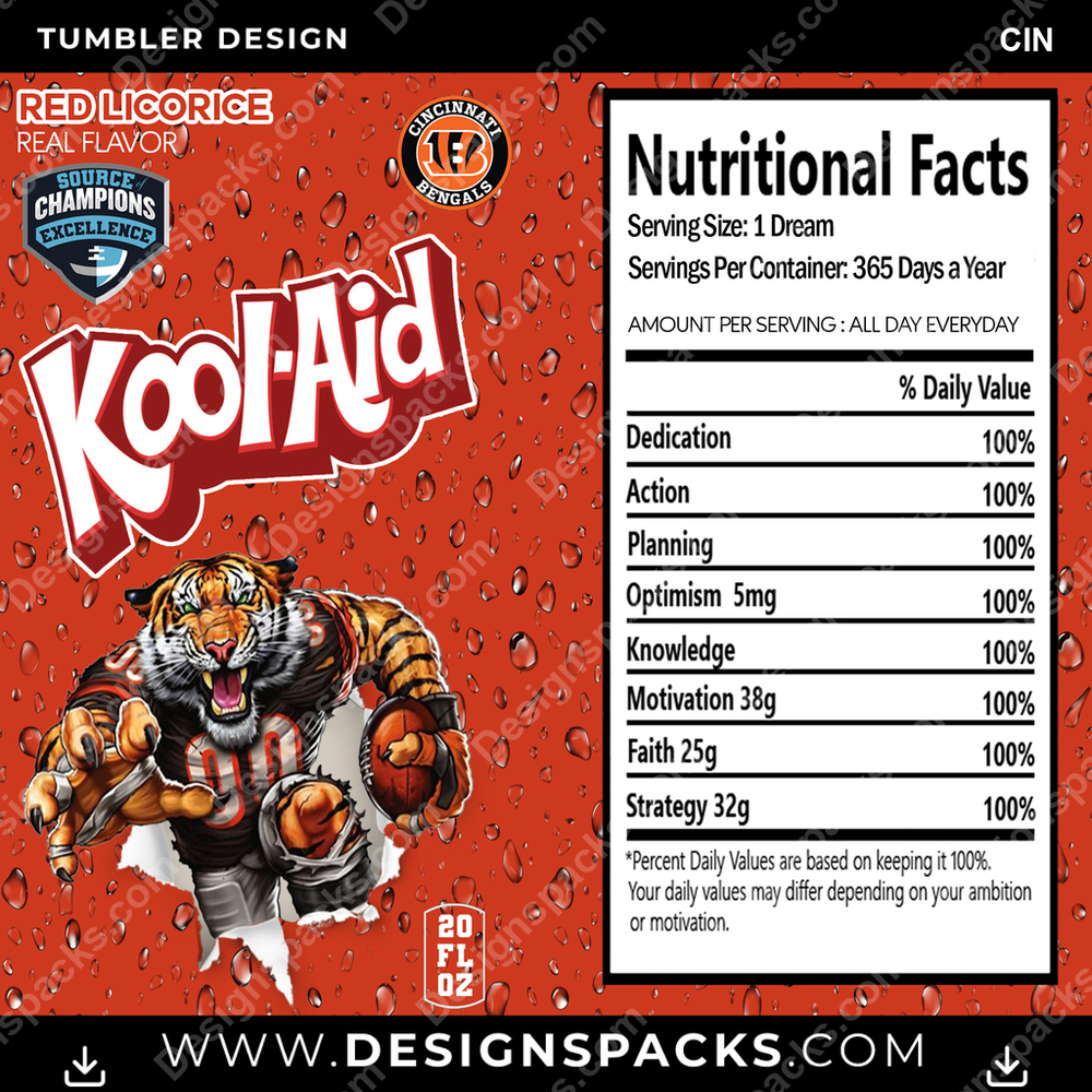 Football Kool-Aid CIN Tumbler Digital Wrap Design