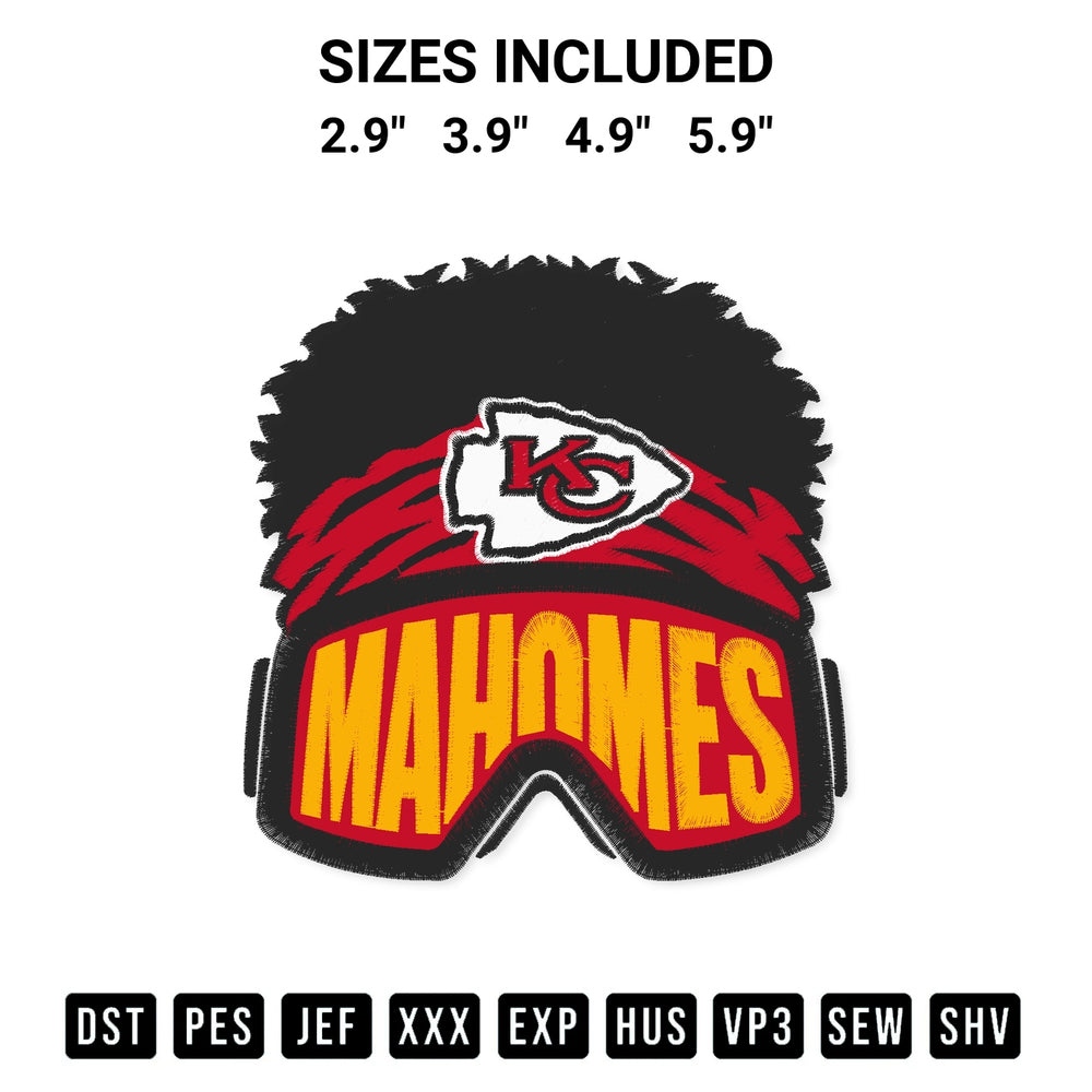 Shop the Patrick Mahomes Kansas City Chiefs Embroidery Design machine embroidery pattern at Designspacks.com. Beautifully digitized for flawless stitching on any fabric. Available sizes: 2.9", 3.9", 4.9", 5.9".