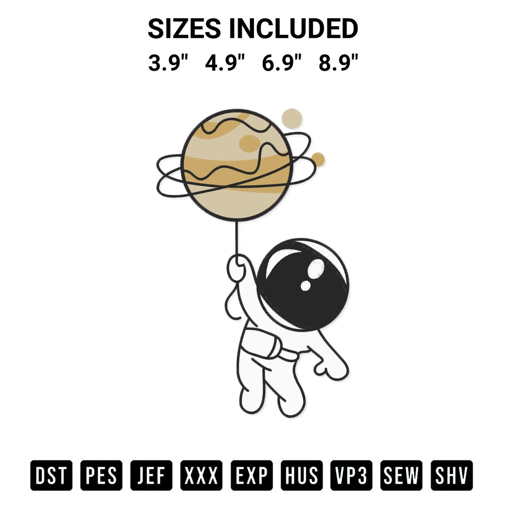 Download the Cute Astronaut Space 5 Embroidery Design machine embroidery design exclusively at Designspacks.com. Premium digitized pattern for apparel and DIY crafts. Available sizes: 3.9", 4.9", 6.9", 8.9".