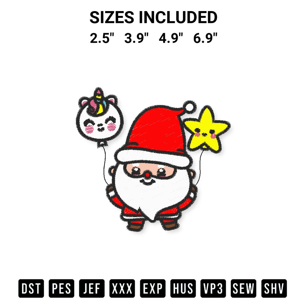 Download the Cute Santa With Unicorn And Star Christmas Embroidery Design machine embroidery design exclusively at Designspacks.com. Premium digitized pattern for apparel and DIY crafts. Available sizes: 2.5", 3.9", 4.9", 6.9".