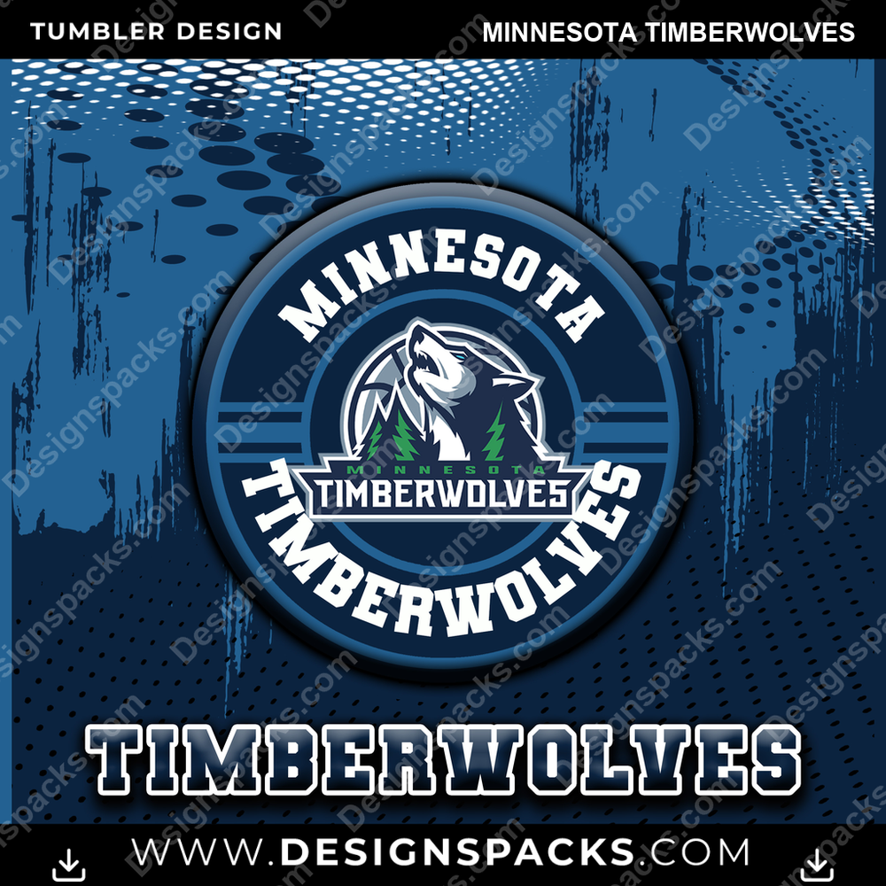 Basketball Dot Logo Minnesota Timberwolves Tumbler Digital Wrap Design