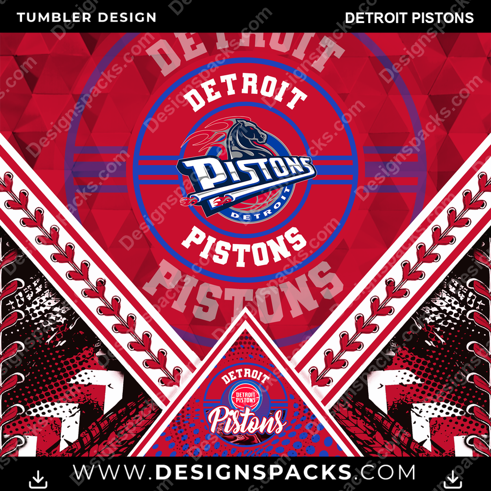 Basketball Diamond Detroit Pistons NBA Basketball Tumbler Digital Wrap Design Download