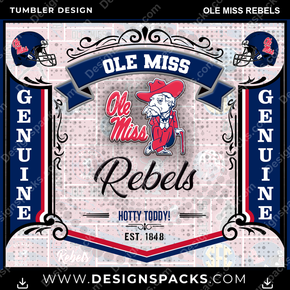 College Sport Bud Ole Miss Rebels NCAA College Sport Tumbler Digital Wrap Design Download