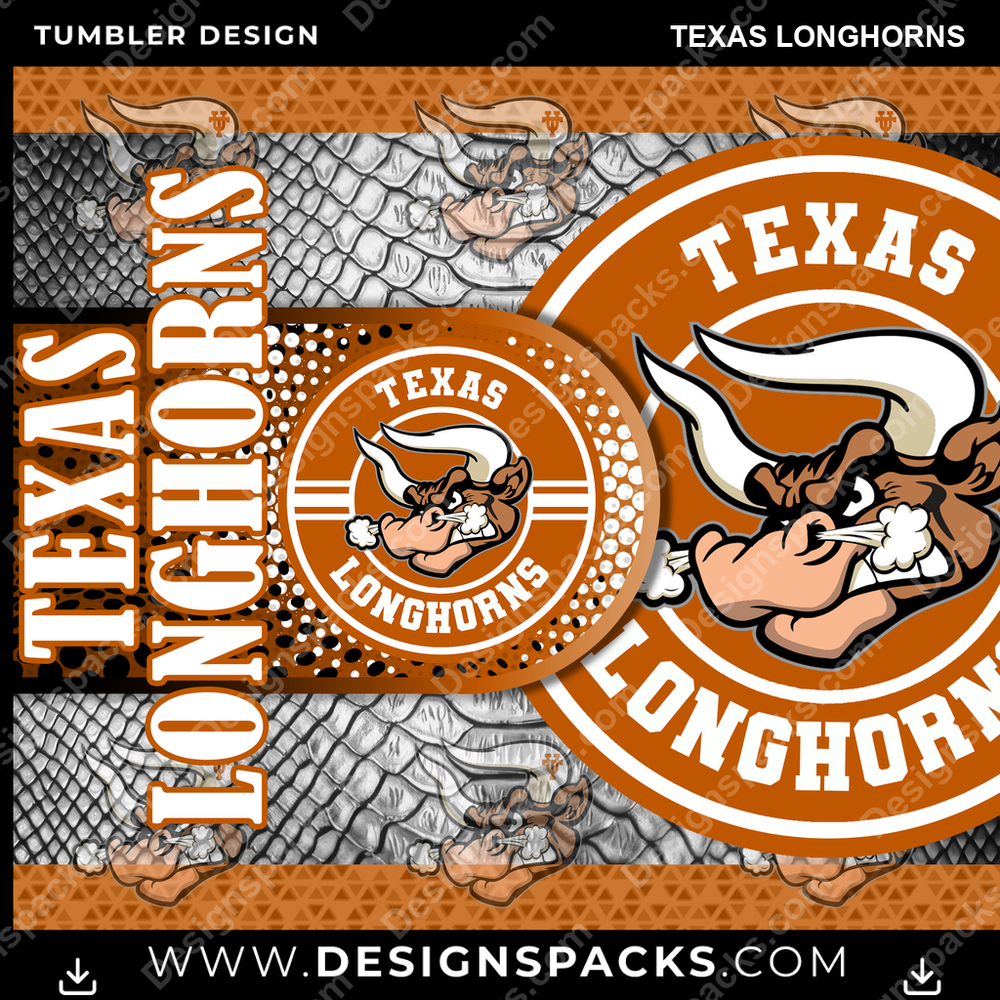 College Sport Hyper Texas Longhorns Tumbler Digital Wrap Design