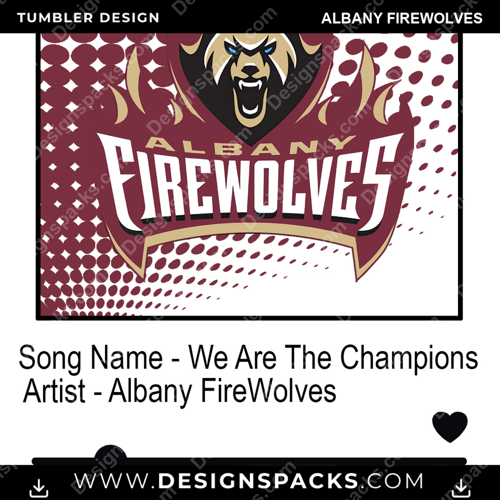Lacrosse Playlist Albany FireWolves Tumbler Digital Wrap Design