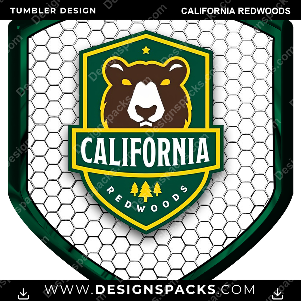 Lacrosse Shield California Redwoods Tumbler Digital Wrap Design