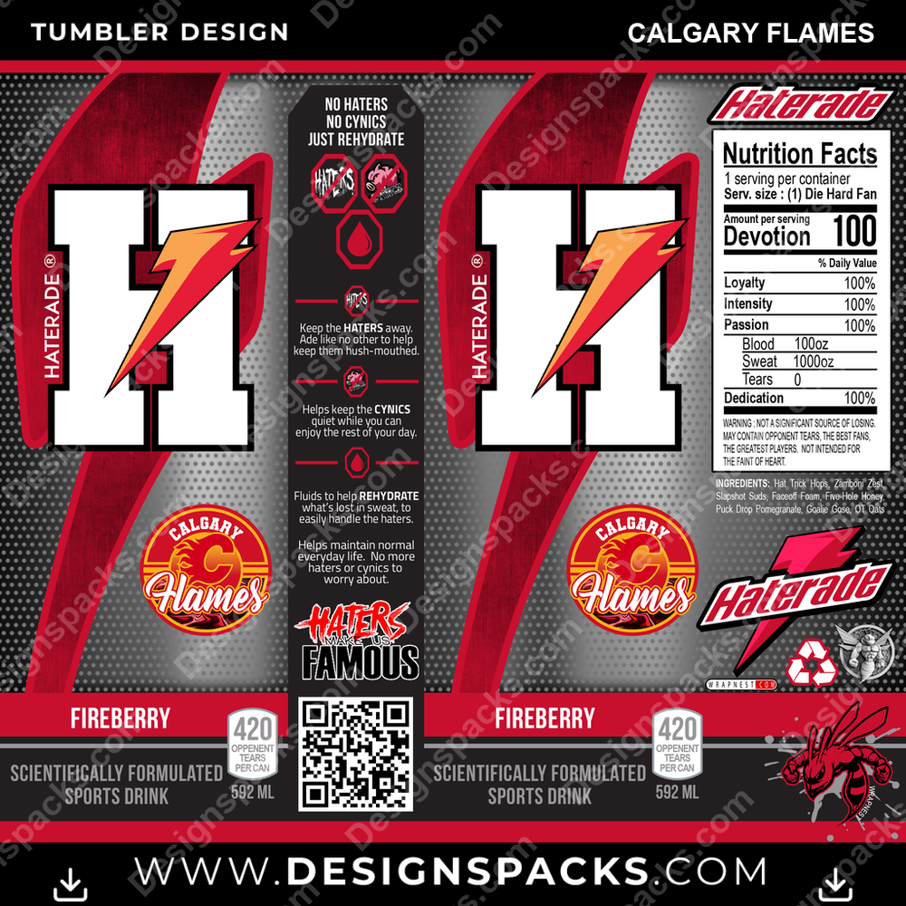 Hockey Haterade Calgary Flames Tumbler Digital Wrap Design