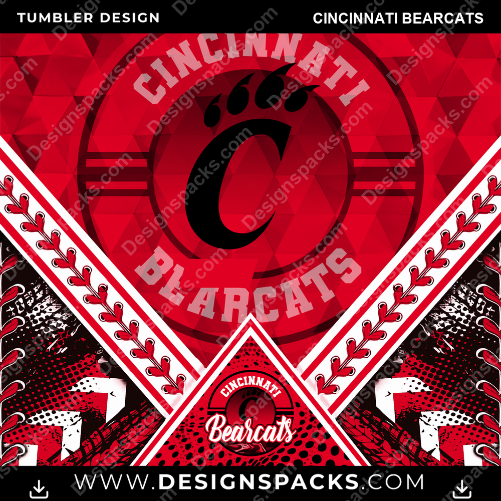 College Sport Diamond Cincinnati Bearcats Tumbler Digital Wrap Design