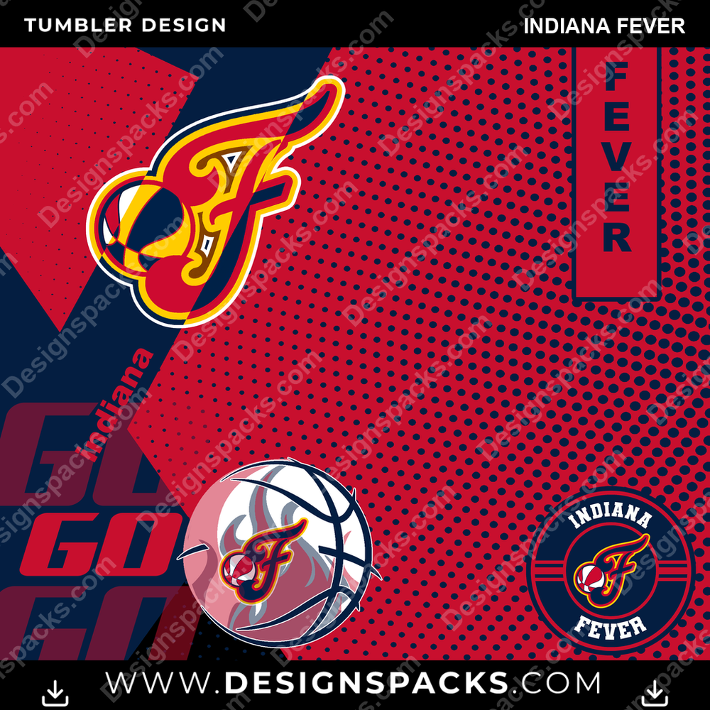 Basketball GO Indiana Fever Tumbler Digital Wrap Design