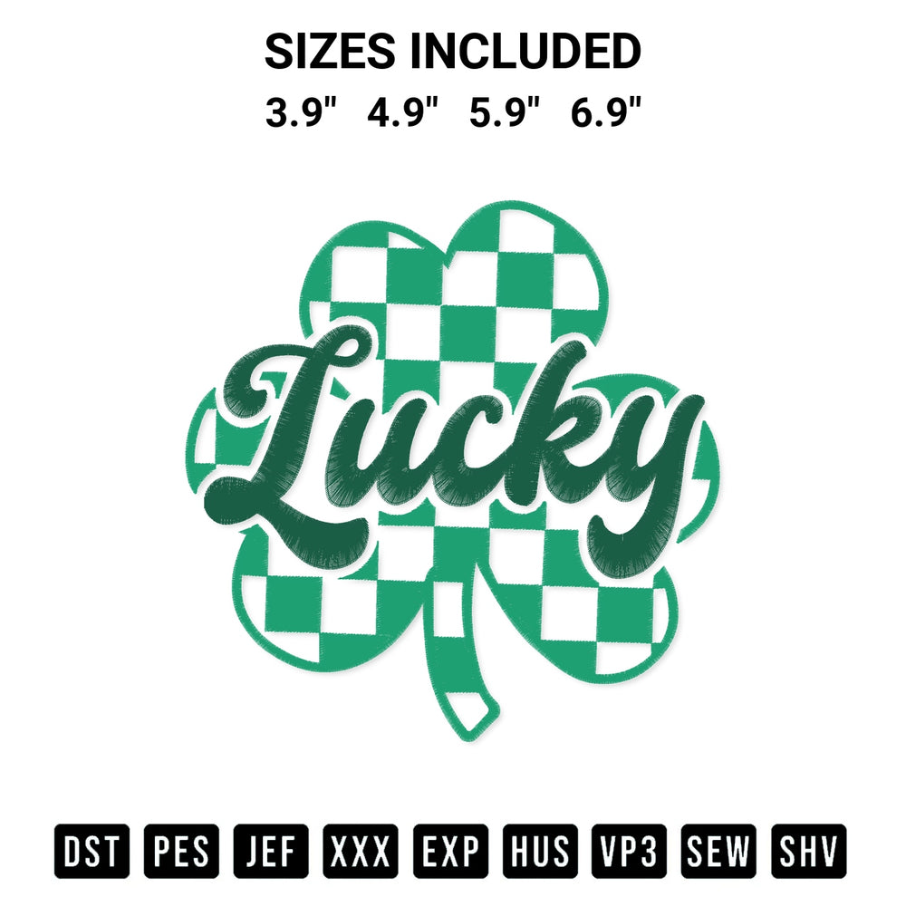 Create amazing crafts with the Lucky Shamrock Embroidery Design embroidery file. High-quality digital download from Designspacks.com, perfect for beginners and pros. Available sizes: 3.9", 4.9", 5.9", 6.9".