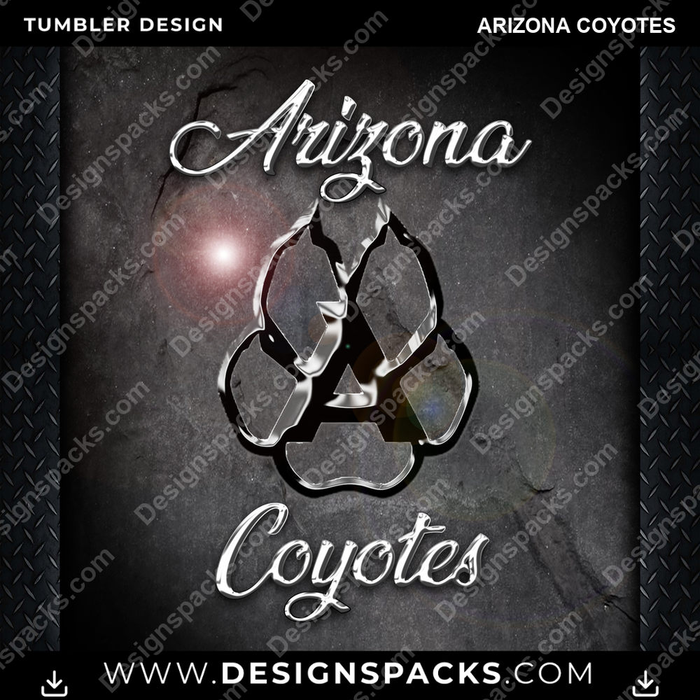 Ice Hockey Chrome Arizona Coyotes NHL Hockey Tumbler Digital Wrap Design Download