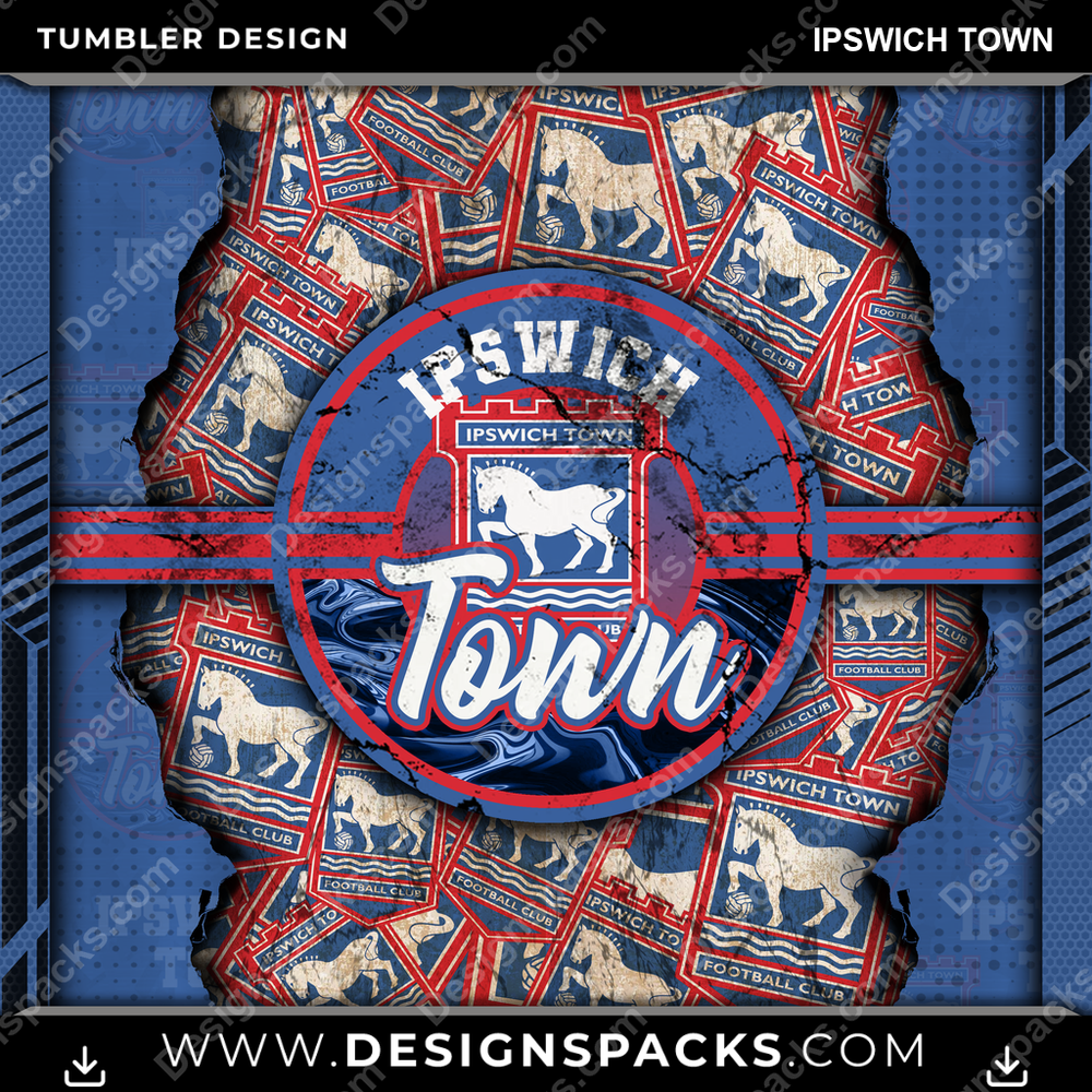 Soccer UK Ripped Ipswich Town MLS Soccer Tumbler Digital Wrap Design Download