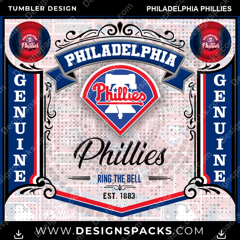 Baseball Bud Philadelphia Phillies Tumbler Digital Wrap Design