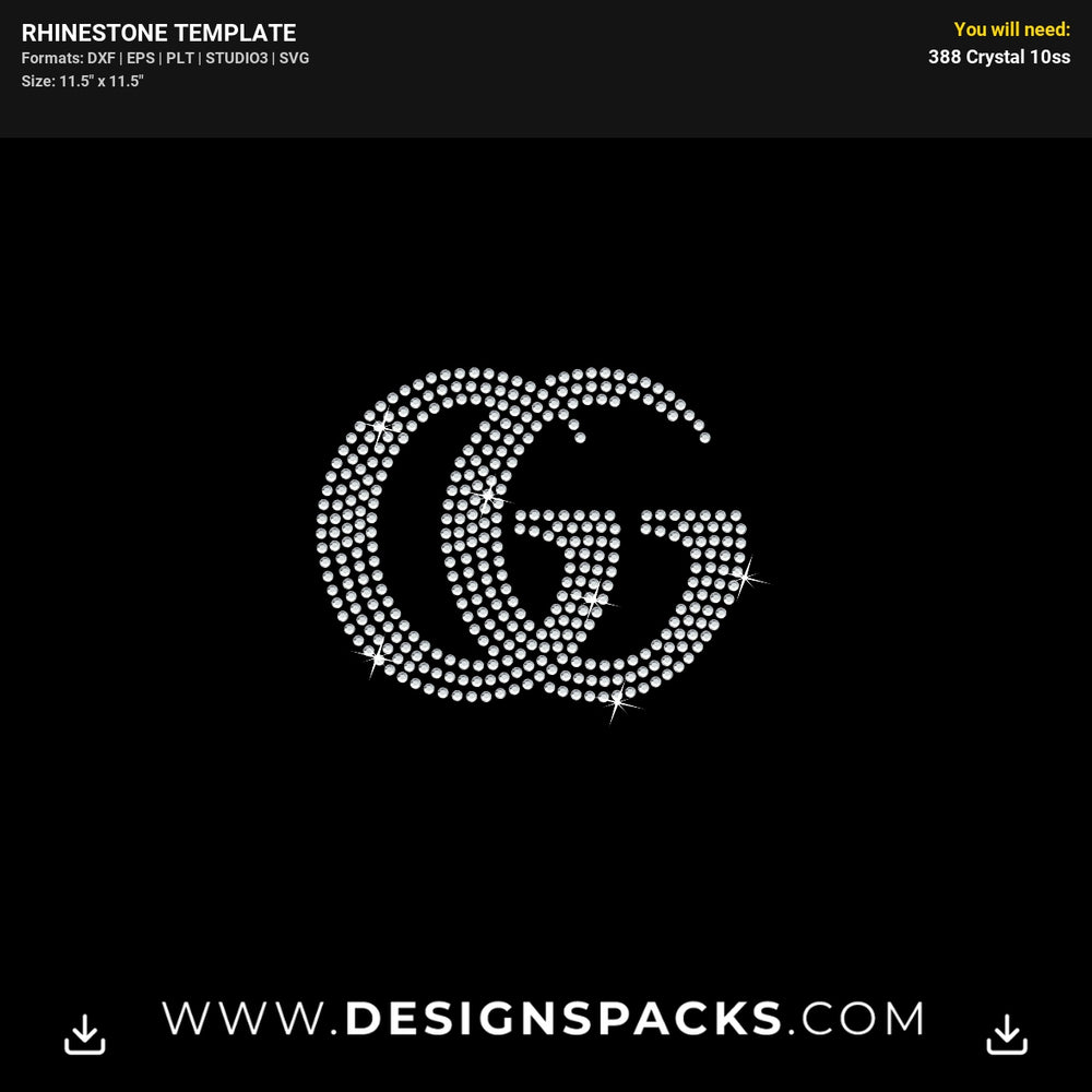 Small Gucci New Logo Rhinestone Digital Template