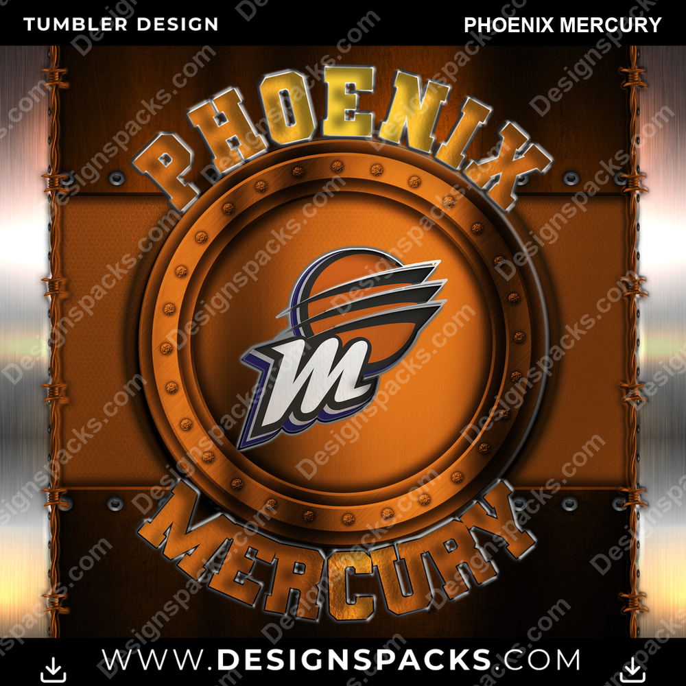 Basketball Metal Phoenix Mercury Tumbler Digital Wrap Design