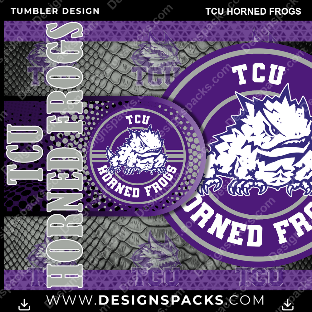College Sport Hyper TCU Horned Frogs Tumbler Digital Wrap Design