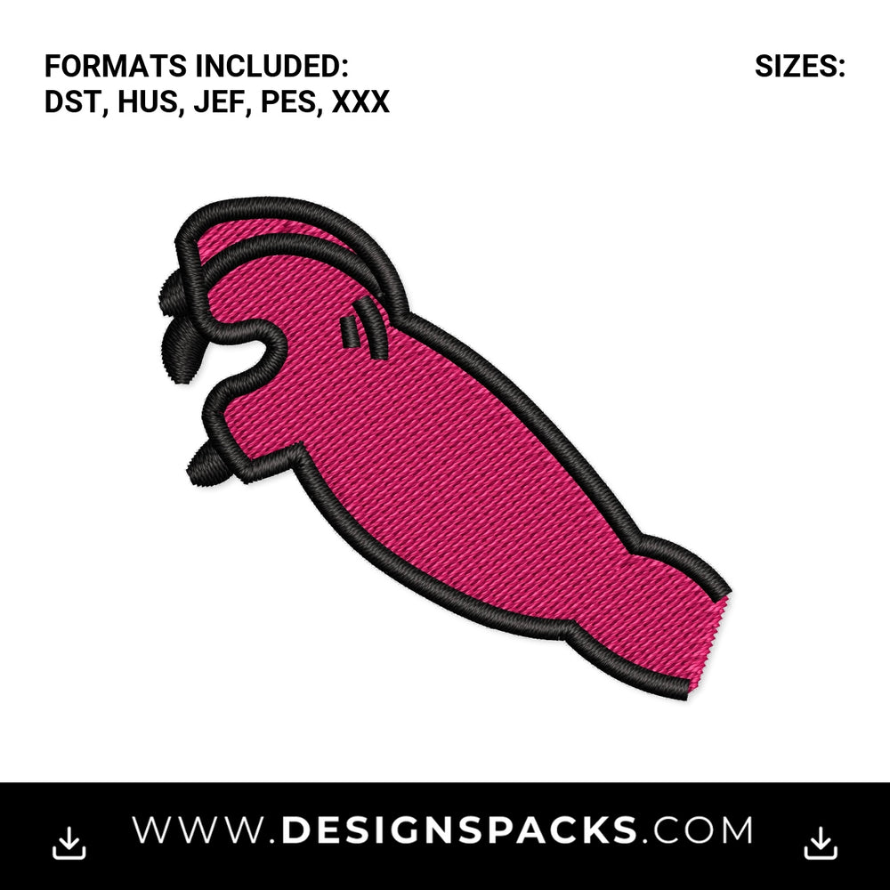 Hot Pink Tropical Parrot Embroidery Design - Instant digital download pattern at Designspacks.com