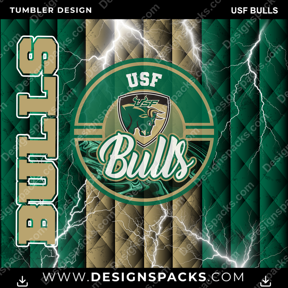 College Sport Diamond USF Bulls Tumbler Digital Wrap Design