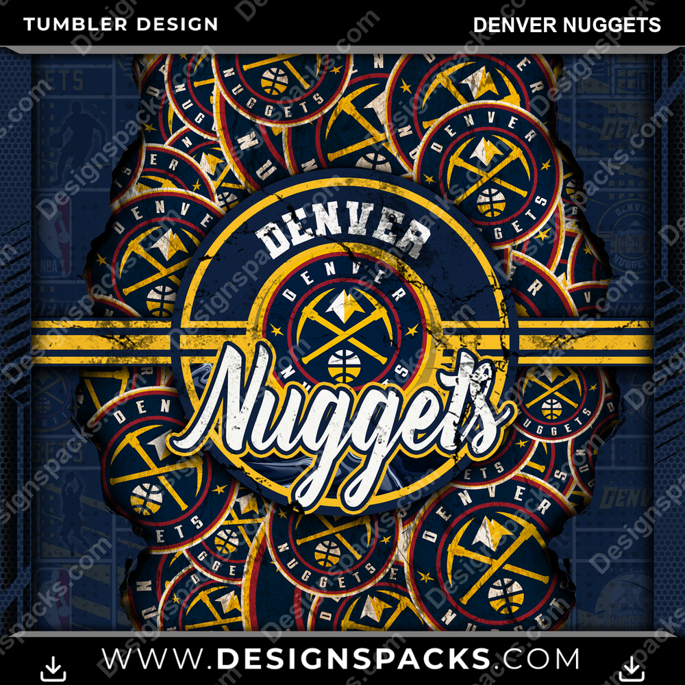 Basketball Ripped Denver Nuggets Tumbler Digital Wrap Design
