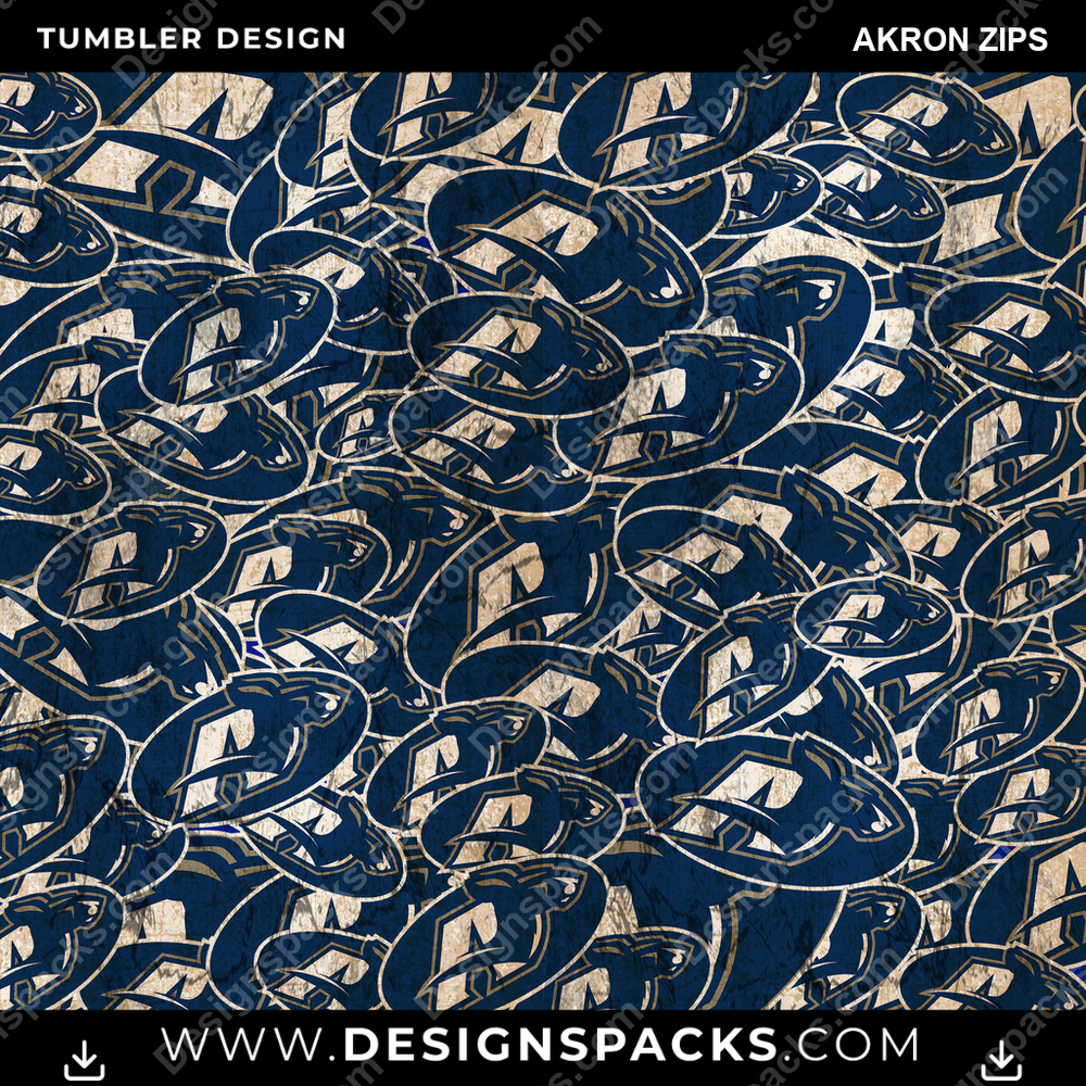 College Sport Logo BG Akron Zips Tumbler Digital Wrap Design