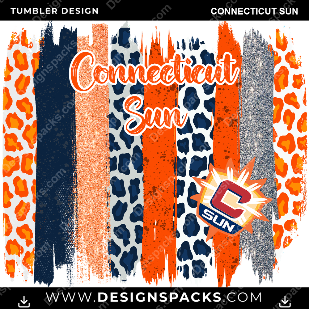 Basketball Brush Strokes Connecticut Sun Tumbler Digital Wrap Design