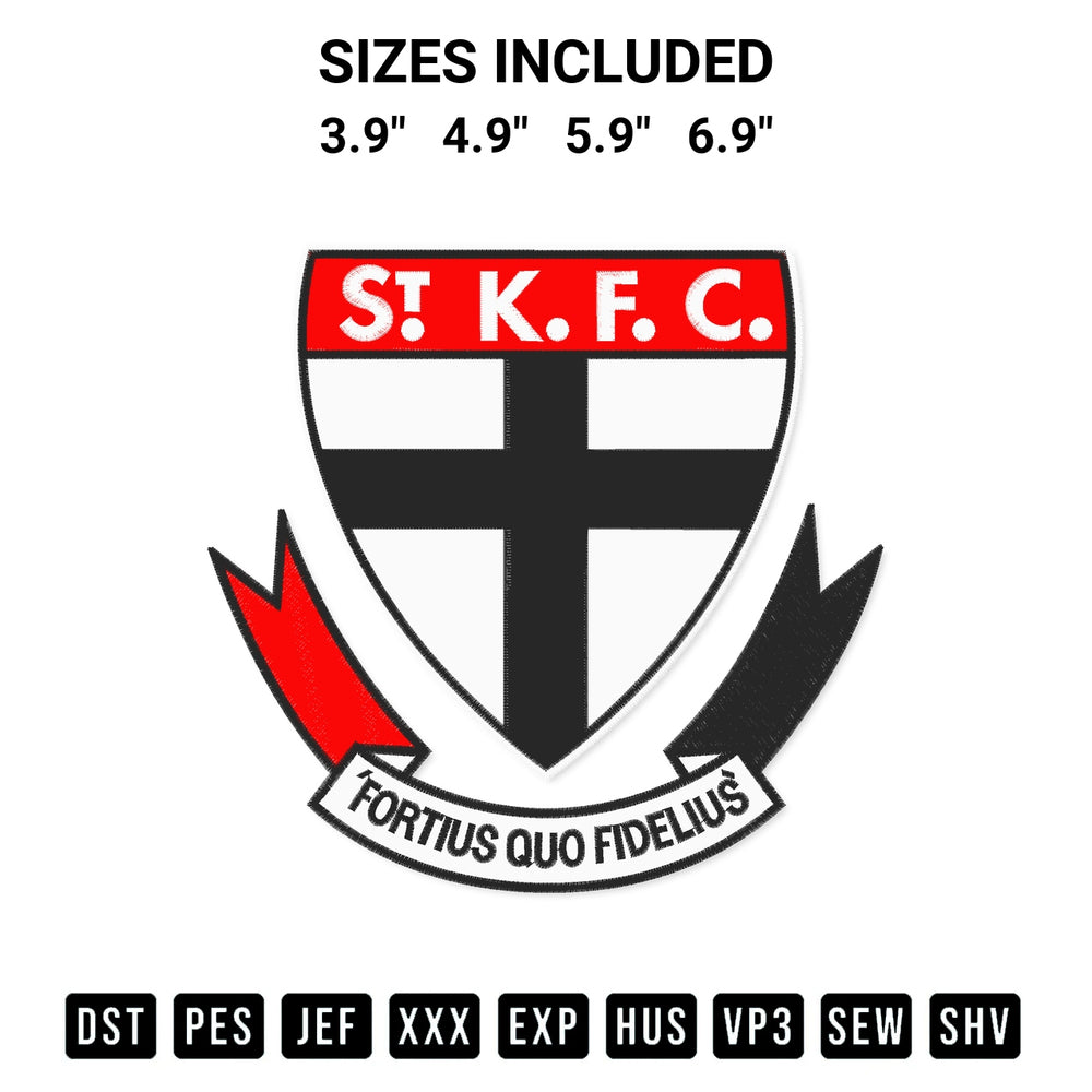 Get the Afl St Kilda Saints Logo Embroidery Design embroidery design for your custom crafts! Premium digitized files available for instant download at Designspacks.com. Available sizes: 3.9", 4.9", 5.9", 6.9".