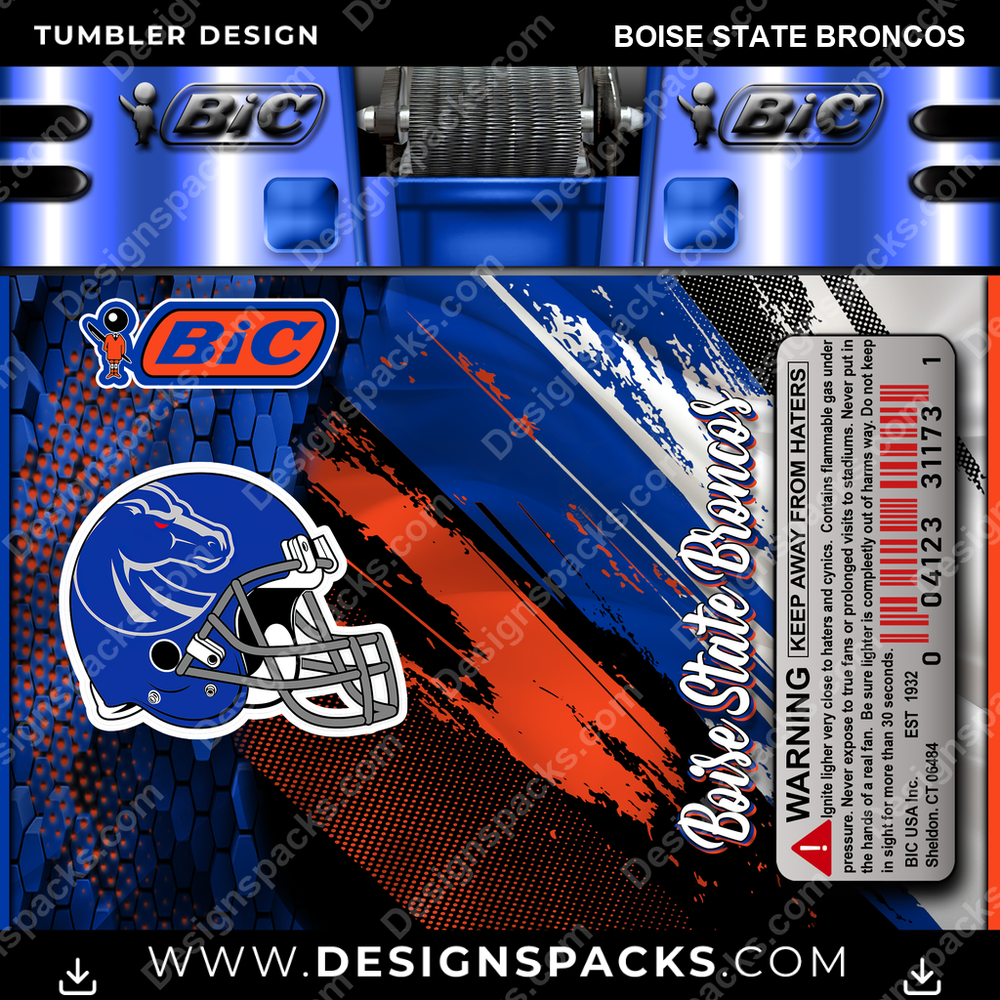 College Sport BIC Lighter Boise State Broncos Tumbler Digital Wrap Design