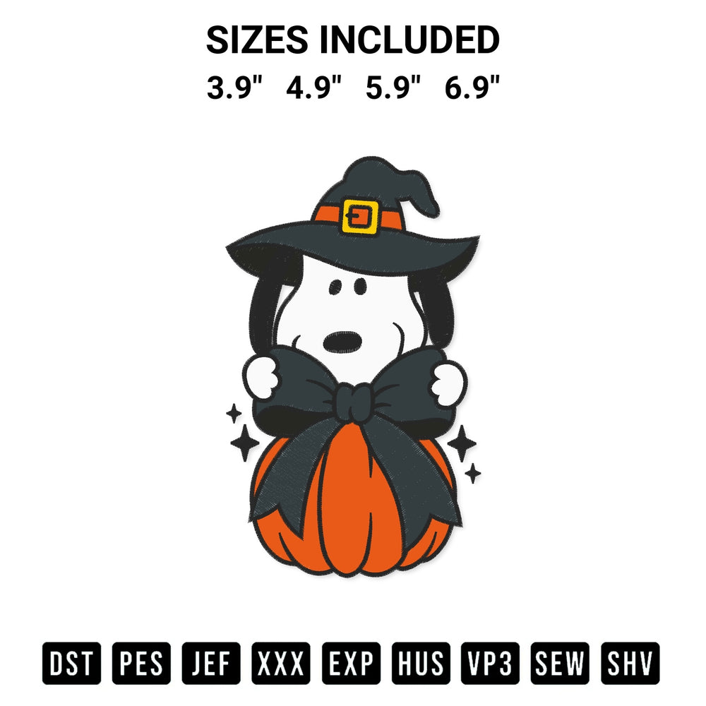 Get the Snoopy Witch Coquette Pumpkin Embroidery Design embroidery design for your custom crafts! Premium digitized files available for instant download at Designspacks.com. Available sizes: 3.9", 4.9", 5.9", 6.9".