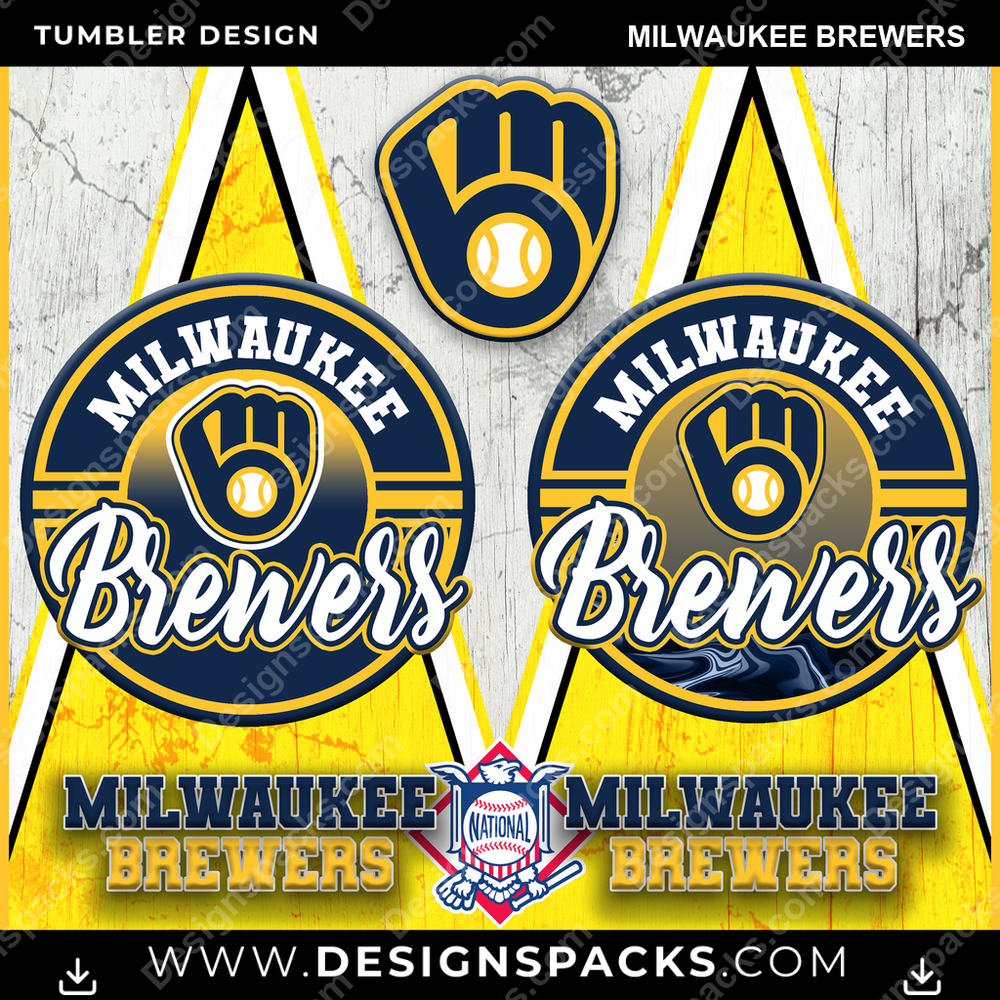 Baseball Sports Milwaukee Brewers Tumbler Digital Wrap Design