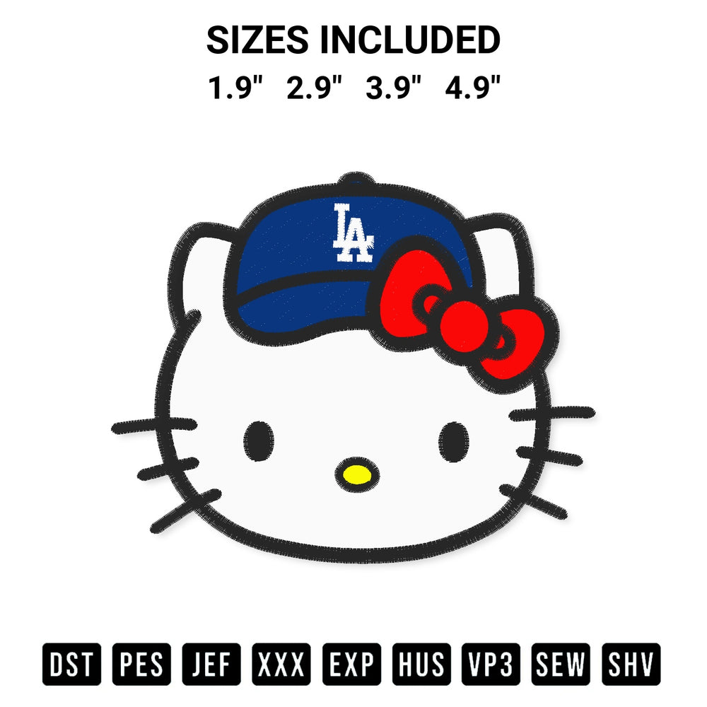 Discover the perfect addition to your crafting collection: Hello Kitty Los Angeles Dodgers Embroidery Design embroidery file. Instantly available at Designspacks.com. Available sizes: 1.9", 2.9", 3.9", 4.9".