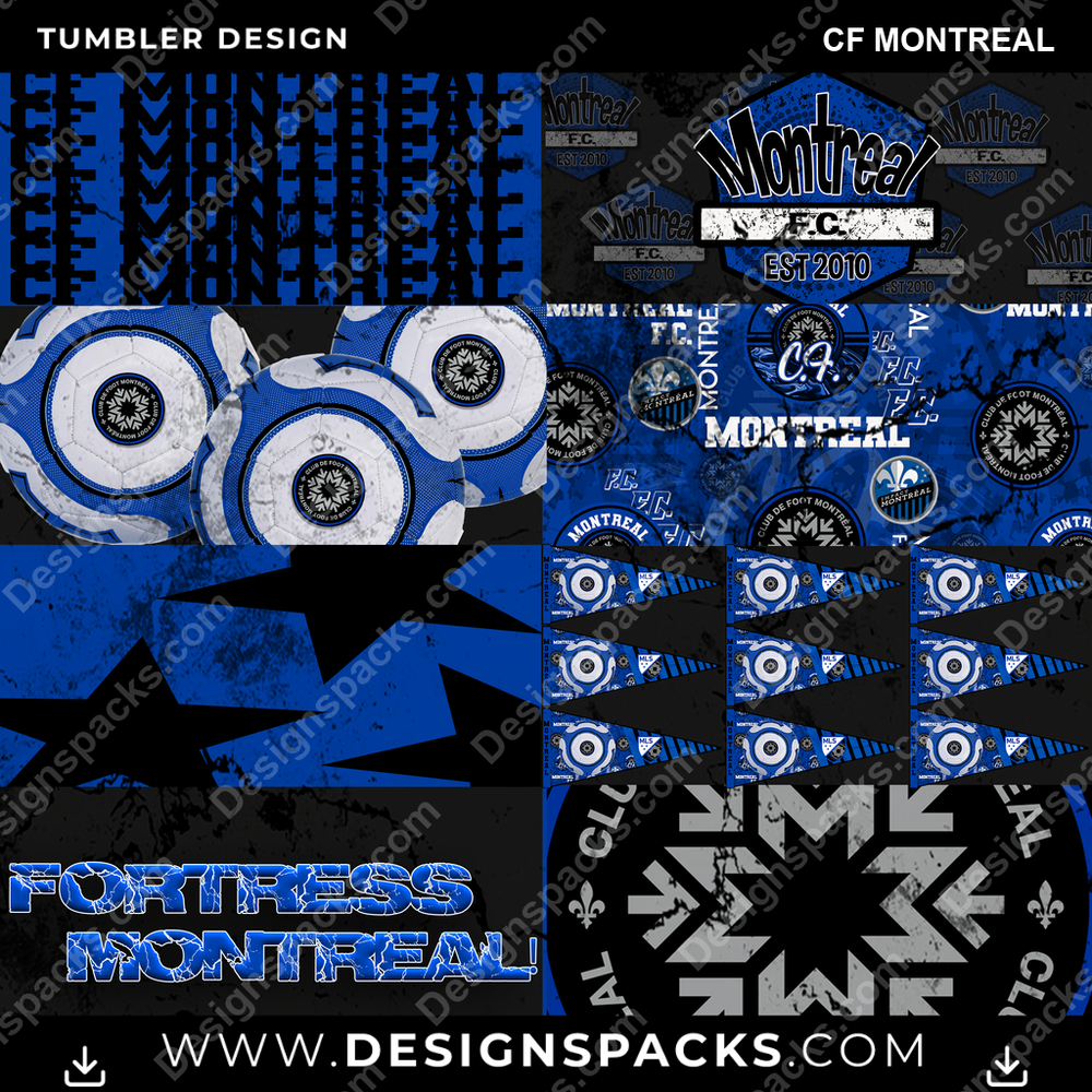 Soccer Distressed BG CF Montreal Tumbler Digital Wrap Design