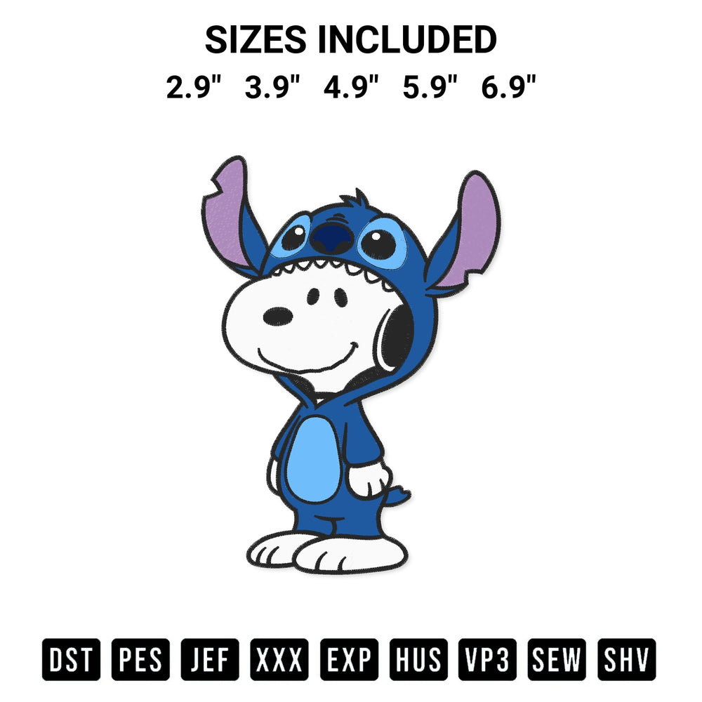 Get the Snoopy As Stitch Embroidery Design embroidery design for your custom crafts! Premium digitized files available for instant download at Designspacks.com. Available sizes: 2.9", 3.9", 4.9", 5.9", 6.9".