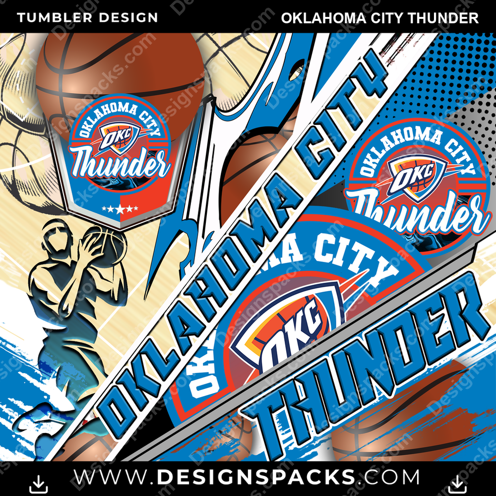Basketball Silhouette Oklahoma City Thunder Tumbler Digital Wrap Design
