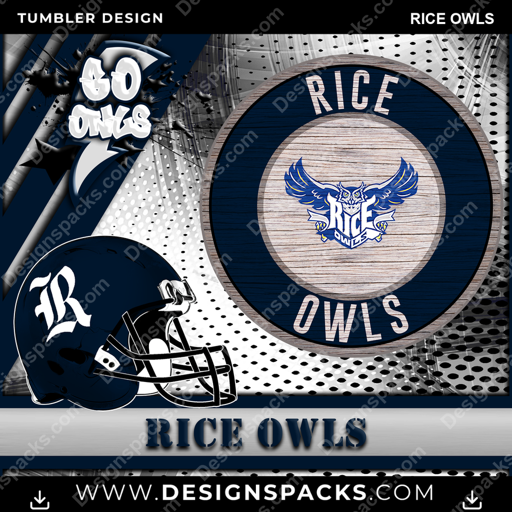 College Sport Go Team 2 Rice Owls NCAA College Sport Tumbler Digital Wrap Design Download