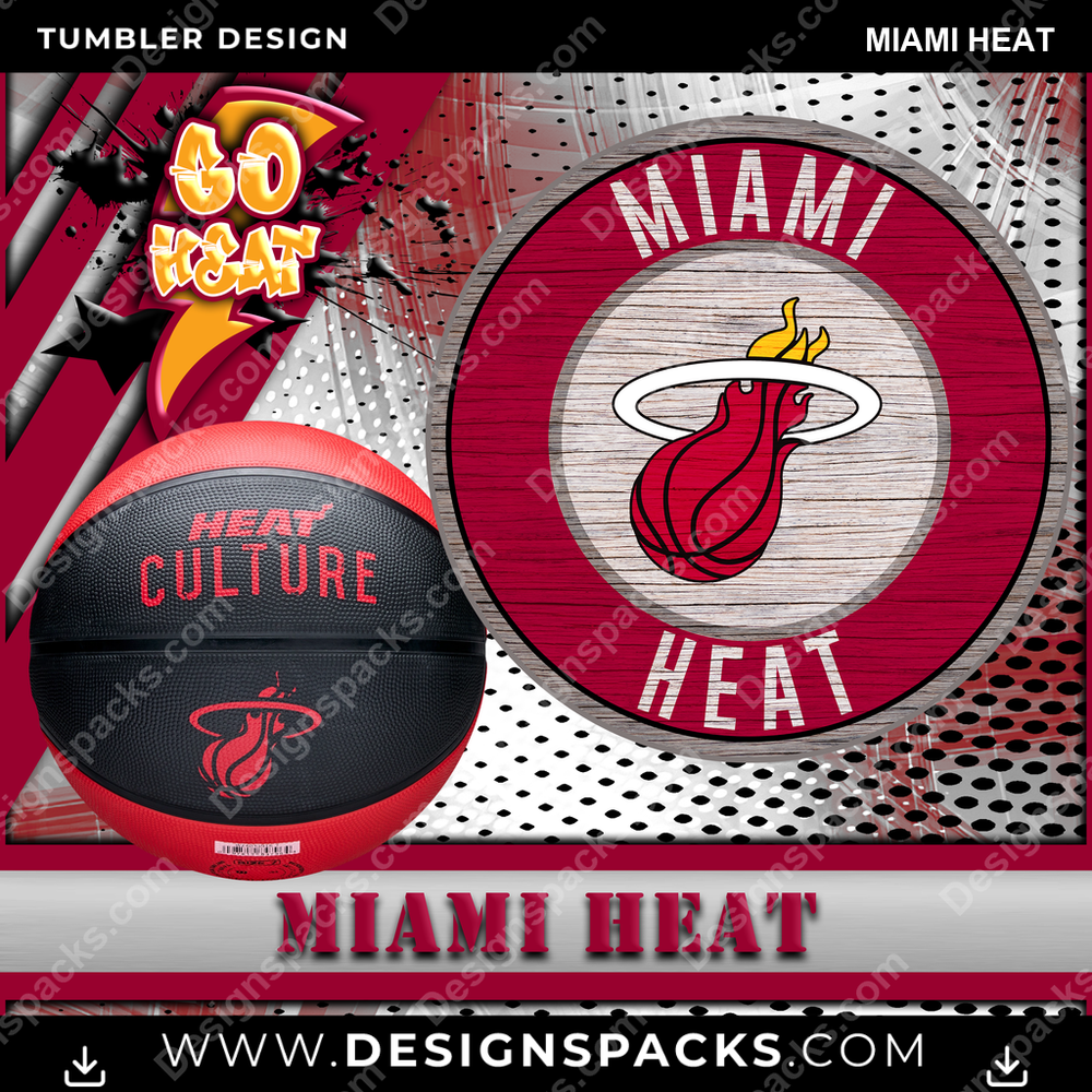 Basketball Go Team Miami Heat Tumbler Digital Wrap Design