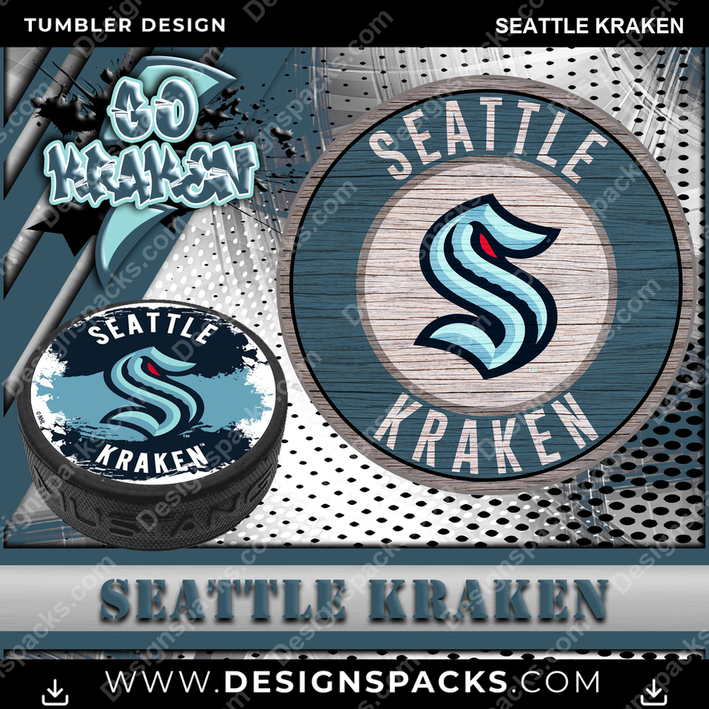 Hockey Go Team Seattle Kraken Tumbler Digital Wrap Design