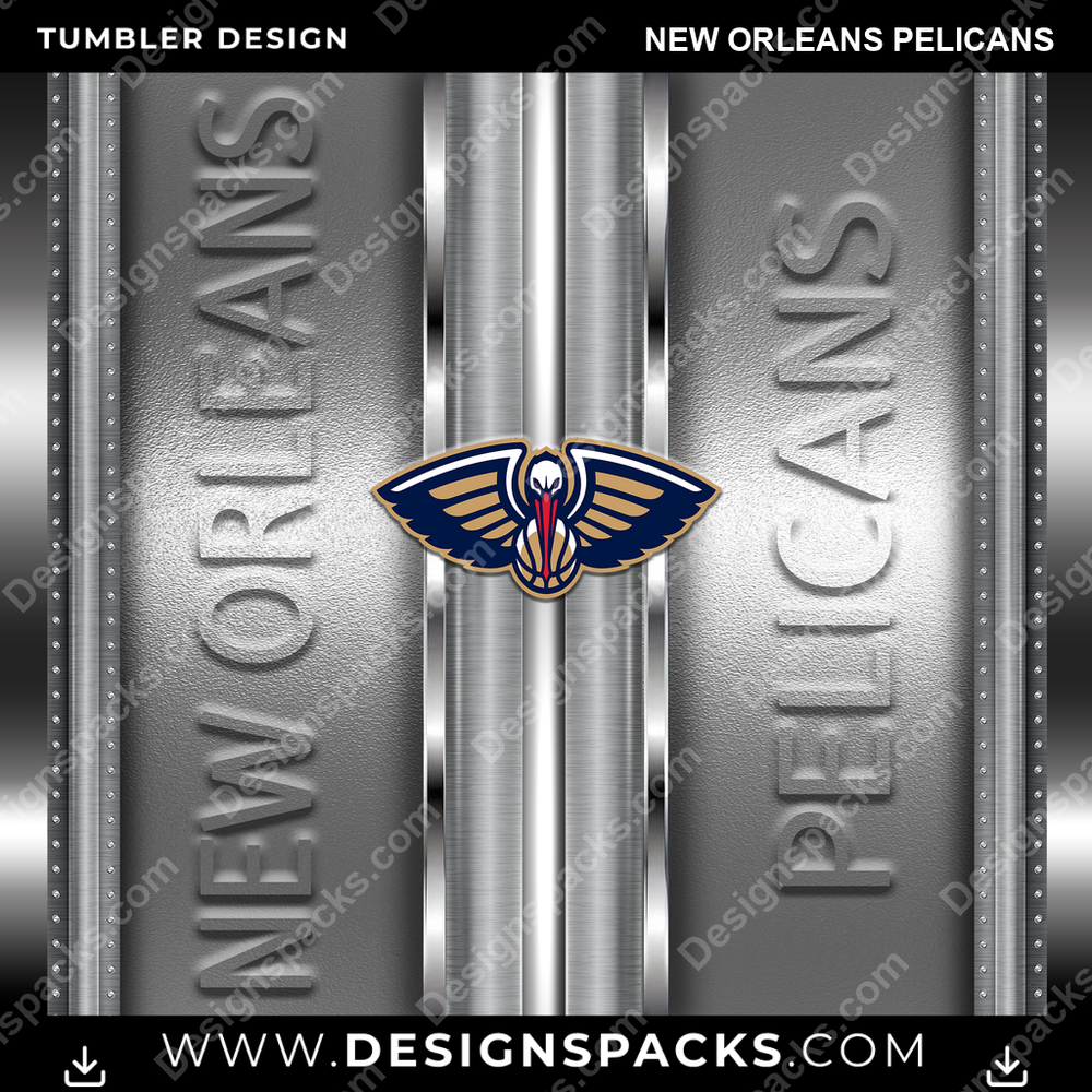 Basketball Metallic New Orleans Pelicans NBA Basketball Tumbler Digital Wrap Design Download